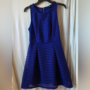 Classy fit and flare deep blue summer mini dress